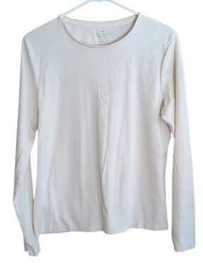 Talbots 100% Pima Cotton Ivory Long-Sleeve Crewneck Tee Size XL